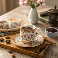 cup of coffee and cookies