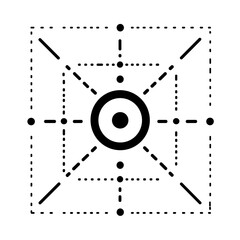 Obraz premium Geometric Target Symbol in Black and White Minimalist Style