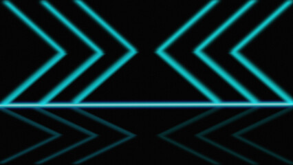 glossy black background with a series of symmetrical neon arrow shapes