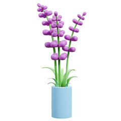 A bouquet of lilac, purple orchid, and pink hyacinth in vases