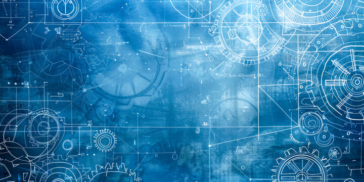 An abstract technical design featuring gears and schematics, symbolizing the complexity of engineering concepts.