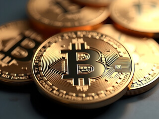 Golden Bitcoins: New Virtual Money Photo