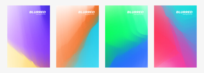 Vibrant blurred color abstract backgrounds. Set of bright colored gradients for creative graphic design. Vector illustration.