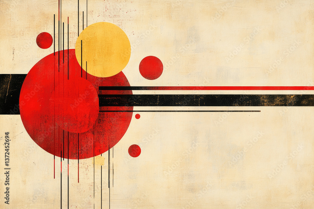 Poster A captivating abstract composition showcases bold circles and lines, creating a dynamic and harmonious visual story.