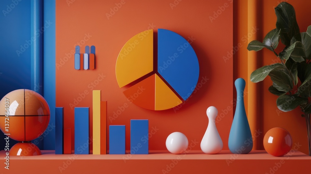 Poster high-quality project proposal document with pie charts, bar graphs, and key strategy insights, neatl