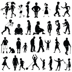 people silhouette set illustration white background.