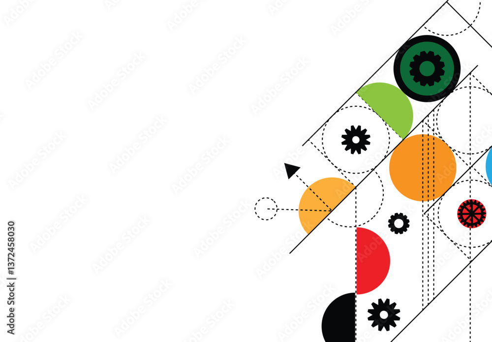 Poster Abstract Line Art Circular Shapes in Color Background Place for Text. Graphic design elements and resources vector art