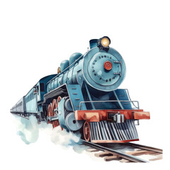 Obraz premium Vintage train journey on a transparent background railroad illustration scenic perspective