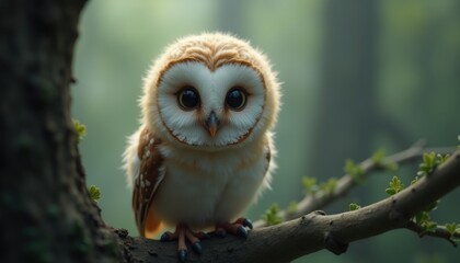 Owl Pair on Tree Branch