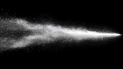 Spraying white particles in dark background