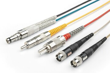 Fiber Optic Cables Arranged on a White Background for Display Generative AI