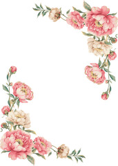 Delicate Foral Botanical Corner Frame Hand Drawing illustration