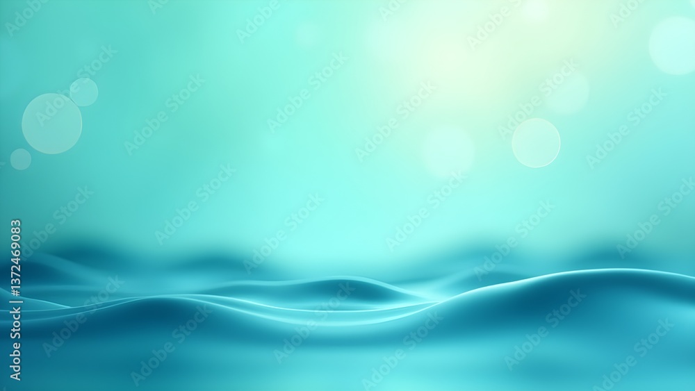 Poster abstract aqua water surface with ripple waves and bokeh lights background for graphic design backdro