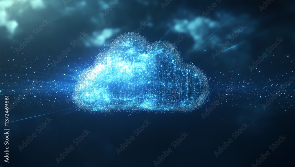 Poster digital cloud computing concept. abstract, futuristic, and technology-driven representation of cloud