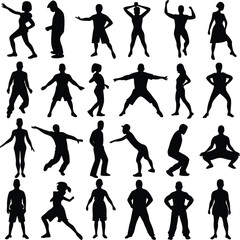 Fototapeta premium people silhouette set illustration white background.