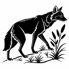dhole black silhouette icon vector