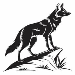 dhole black silhouette icon vector
