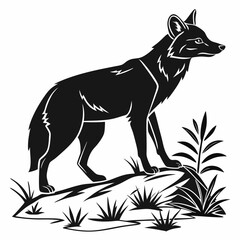 dhole black silhouette icon vector