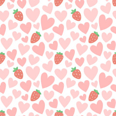 Tile pattern with sweet strawberry hearts