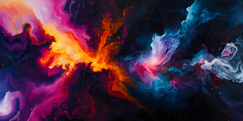 Abstract Cosmic Explosion Fire and Flames, ai generated.