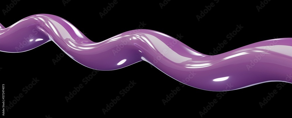 Poster glossy purple liquid undulating on a black background in a close-up perspective showcasing unique te