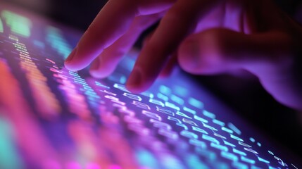 A biomedical scientist analyzing DNA sequences on a holographic display, futuristic research lab with neon-lit equipment, High-tech style