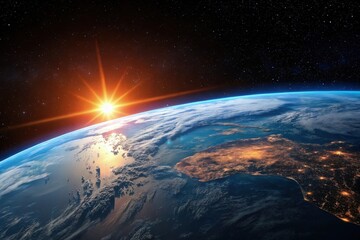Sunrise Over Earth Reveals Stunning Blue Atmosphere Generative AI