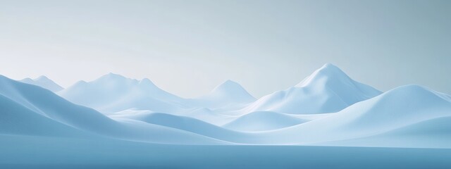 Fototapeta premium blue 3d render winter scpae minimalist cinema background, only bule and white colours, RAW 