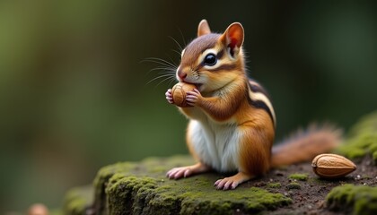 Obraz premium Squirrel on Stump in Forest