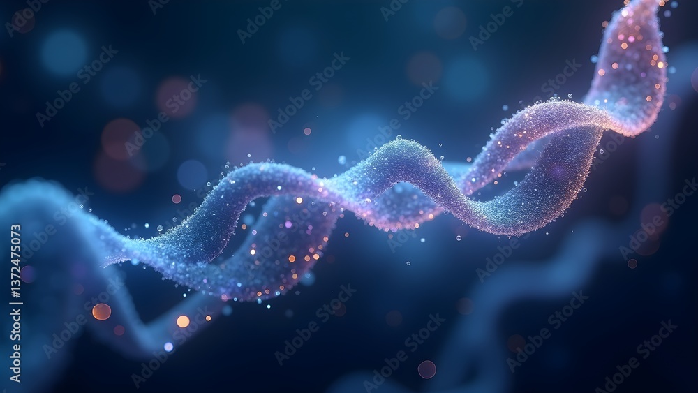 Poster abstract glowing particle stream: modern digital art background, futuristic tech design element