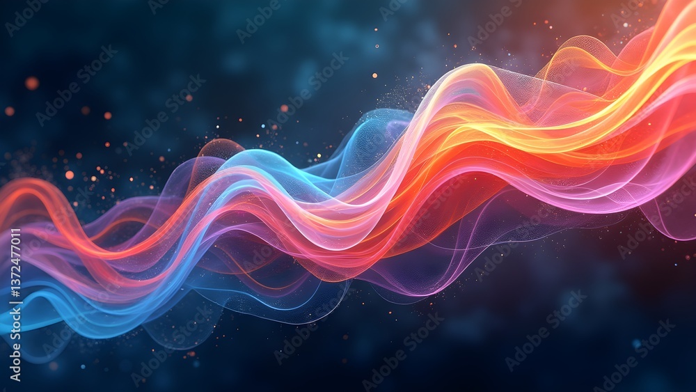 Poster abstract flowing gradient waves - modern digital art background texture design element
