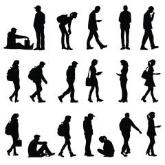 people silhouette set illustration white background.