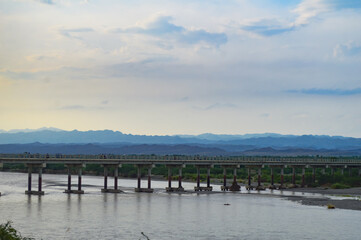 Obraz premium view of the Kech river bridge landscape Baluchistan