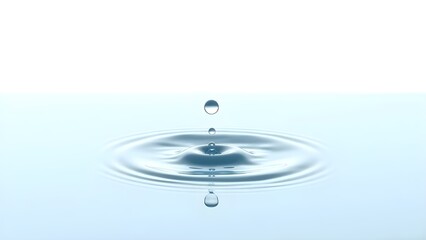 Water Drop Impact Creates Ripples on a Pale Blue Surface