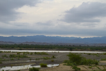 after rain clouds over the river natural landscape background