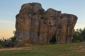 Mor Hin Khao is located in Phu Laen Kha National Park, Mueang District, Chaiyaphum Province. It is a stone pillar and stone column, a naturally occurring sculpture, scattered in various places © Rungsilp