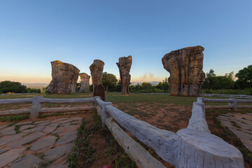 Mor Hin Khao is located in Phu Laen Kha National Park, Mueang District, Chaiyaphum Province. It is a stone pillar and stone column, a naturally occurring sculpture, scattered in various places © Rungsilp
