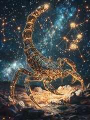  Celestial Scorpion Zodiac Art - A Cosmic Scorpion in the Stars with Celestial Glow | Celestial Scorpion | Zodiac Art | Sci-Fi Cosmic Wildlife