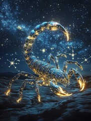 Sci-Fi Scorpio Zodiac - A Starry Scorpion in Space Surrounded by Cosmic Lights | Sci-Fi Scorpio Zodiac | Starry Scorpion | Astrological Fantasy