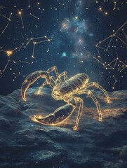 Cosmic Scorpio Fantasy - A Mythical Celestial Scorpion with a Starry Constellation Glow | Cosmic Scorpio Fantasy | Astral Zodiac | Sci-Fi Mythological Creature