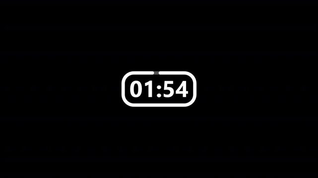 2 minute countdown timer animation seconds on transparent background 120 second countdown timer, Countdown video with alpha channel.