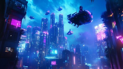 Floating Utopian City with Waterfalls and Glowing Domes – Floating City, Floating Futuristic, Floating Megacity | Sci-Fi Urban, Futuristic World, AI Civilization