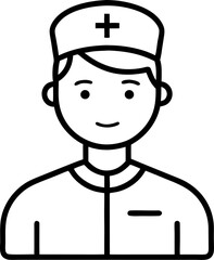 Nurse Male outline icon on white background