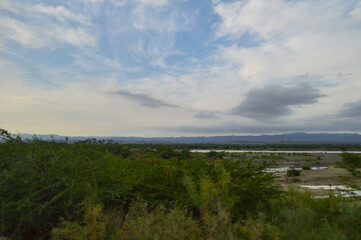 river and clouds natural view Baluchistan trees landscape background