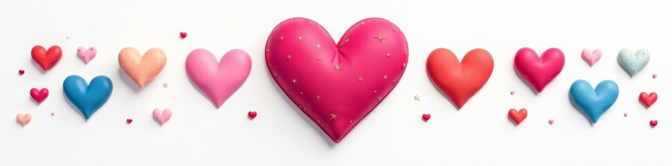 Colorful heart shape sticker set on white background, pattern, romantic
