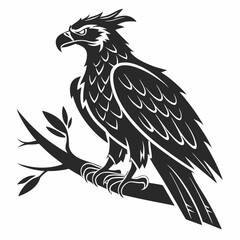 Obraz premium harpy eagle black silhouette icon vector
