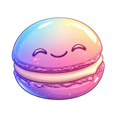 Cute and Colorful Smiling Macaron with Gradient Design and Sparkles