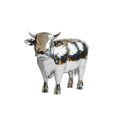 Disco Cow Mirrored Mosaic Bovine Sculpture