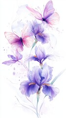 Naklejka na ściany i meble Vibrant butterfly s on irises in dreamy 