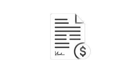 Invoice with Dollar Sign, Depicting Online Earnings in Clean Elegant Style